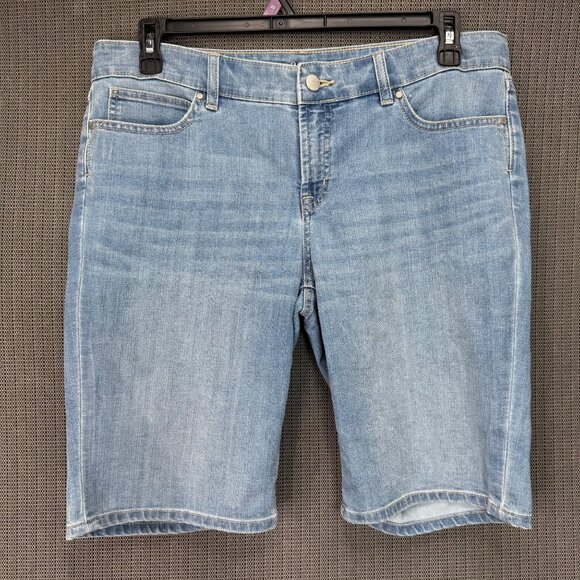 A.n.a Womens Size 12 Blue Mid-Rise Bermuda Shorts Stretch Denim Jean - Picture 1 of 10